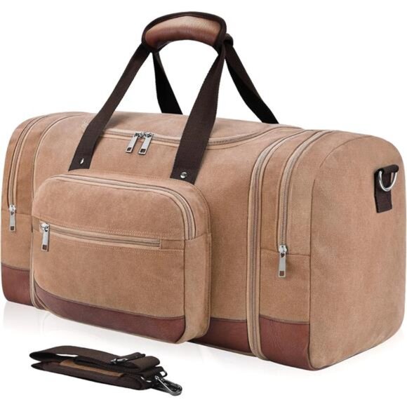 Expandable Duffle Bag for Men, Brown